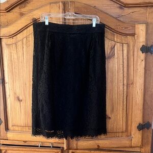 J. Crew Black Lace Pencil Skirt